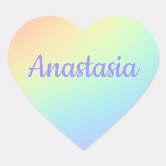 Aangepaste naam Rainbow Ombre Hart Sticker (Voorkant)
