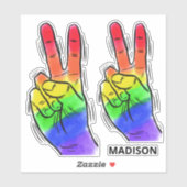 Aangepaste naam Rainbow Peace Sticker (Vel)