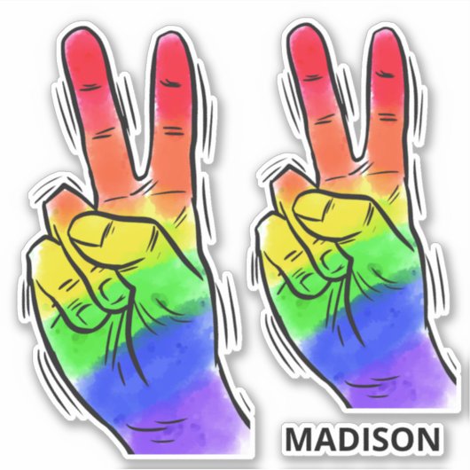 Aangepaste naam Rainbow Peace Sticker (Voorkant)