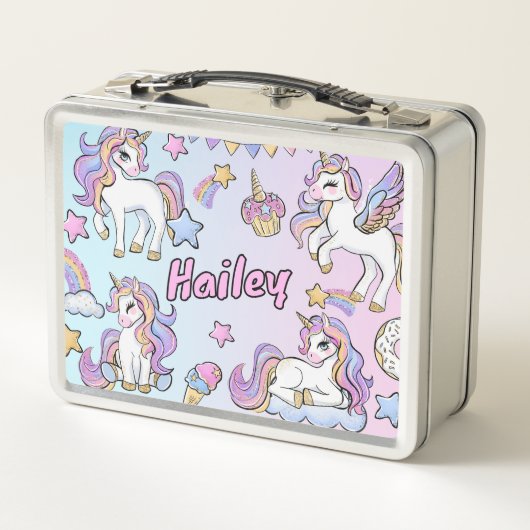 Aangepaste naam Rainbow Unicorn Terug naar school (Achterkant)