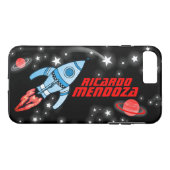 Aangepaste naam raketruimte zwart rood blauw hoesj Case-Mate iPhone case (Achterkant (Horizontaal))