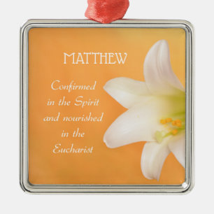 Aangepaste naam, RCIA vieren Gefeliciteerd Lily Metalen Ornament