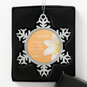 Aangepaste naam, RCIA vieren Gefeliciteerd Lily Tin Sneeuwvlok Ornament