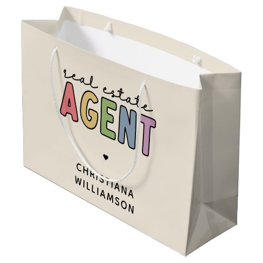 Aangepaste naam Real Estate Agent | Realtor Gifts Groot Cadeauzakje (Achterkant Gekanteld)