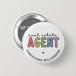 Aangepaste naam Real Estate Agent   Realtor Gifts Ronde Button 5,7 Cm