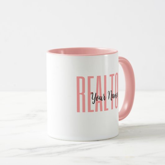 Aangepaste naam Realtor roze Mok (Voorkant rechts)