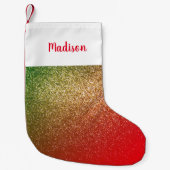 Aangepaste naam: Red Green Gold Glitter Kleine Kerstsok (Voorkant)