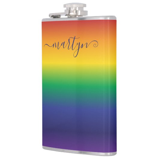 Aangepaste naam Regenboog kleur Stripes Heupfles (Links)