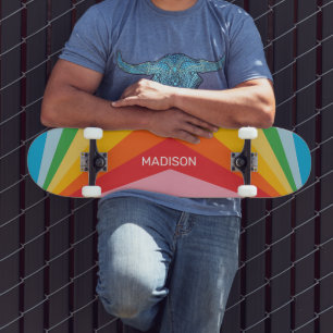 Aangepaste naam Regenboog kleuren Skateboard