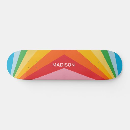 Aangepaste naam Regenboog kleuren Skateboard (Horizontaal)