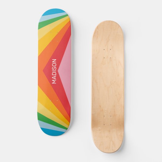 Aangepaste naam Regenboog kleuren Skateboard (Voorkant)