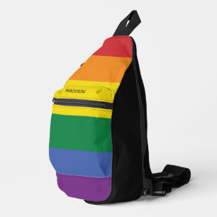 Aangepaste naam Regenboog Vlag Sling Bag