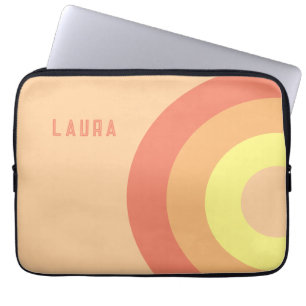 Aangepaste naam Regenboogdoel – roze, Perzik Laptop Sleeve