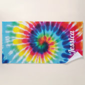 Aangepaste naam regenboogkleuren strandlaken (Voorkant)