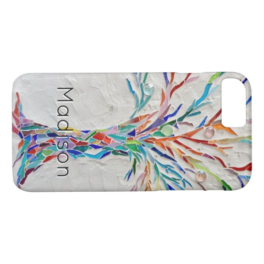 Aangepaste naam regenboogkleurige structuur Case-Mate iPhone case (Achterkant (Horizontaal))