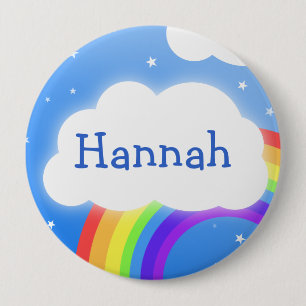 Aangepaste naam regenboogwolk - knoopbadge ronde button 4,0 cm