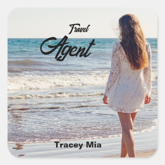 Aangepaste naam reisagent vierkante sticker (Voorkant)