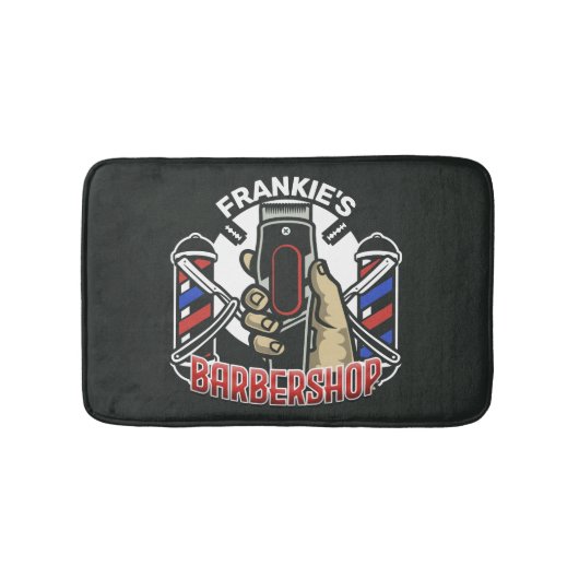 Aangepaste naam Retro Barber Winkel Pole Barbersho Badmat (Voorkant)