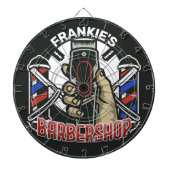 Aangepaste naam Retro Barber Winkel Pole Barbersho Dartbord (Voorkant)