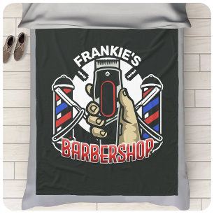 Aangepaste naam Retro Barber Winkel Pole Barbersho Fleece Deken
