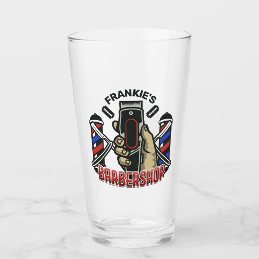 Aangepaste naam Retro Barber Winkel Pole Barbersho Glas (Voorkant)