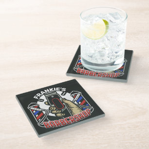 Aangepaste naam Retro Barber Winkel Pole Barbersho Glazen Onderzetter