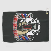 Aangepaste naam Retro Barber Winkel Pole Barbersho Golfhanddoek (Horizontaal)