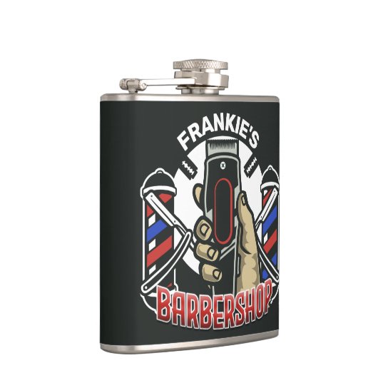 Aangepaste naam Retro Barber Winkel Pole Barbersho Heupfles (Rechts)