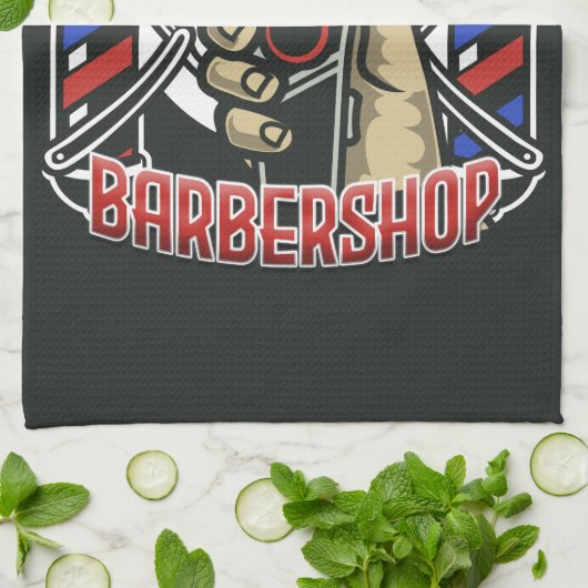 Aangepaste naam Retro Barber Winkel Pole Barbersho Theedoek (Gevouwen)