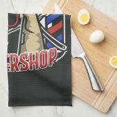 Aangepaste naam Retro Barber Winkel Pole Barbersho Theedoek (Quarter Fold)