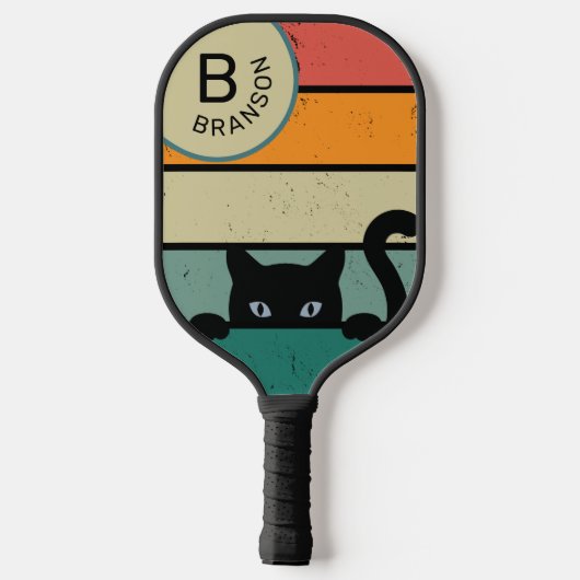 Aangepaste naam, Retro Black Cat Pickleball Paddle (Achterkant)