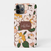 Aangepaste naam Retro bloem Crème Gele Bloem Case-Mate iPhone Case (Achterkant)