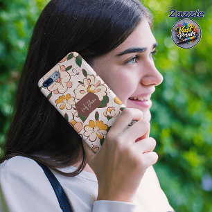 Aangepaste naam Retro bloem Crème Gele Bloem iPhone 11 Pro Hoesje