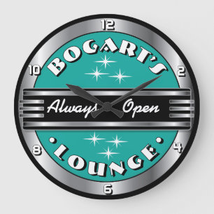 Aangepaste naam Retro Cocktail Lounge Wall Clock- Grote Klok