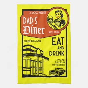 Aangepaste naam Retro Diner Amerikaans  Theedoek