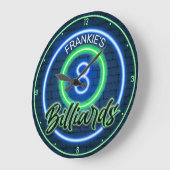 Aangepaste NAAM Retro Faux Neon 8 Ball Billiards P Grote Klok (Hoek)