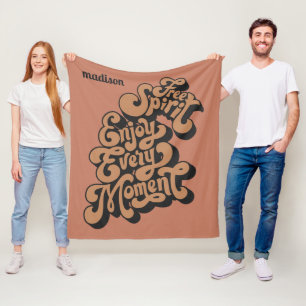 Aangepaste naam Retro "Free Spirit" Fleece Deken