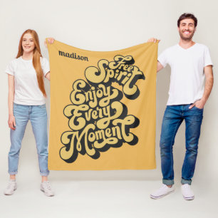 Aangepaste naam Retro "Free Spirit" Fleece Deken