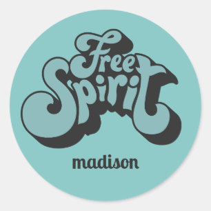 Aangepaste naam Retro "Free Spirit" Ronde Sticker