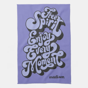 Aangepaste naam Retro "Free Spirit" Theedoek