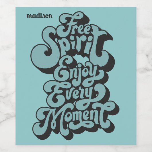 Aangepaste naam Retro "Free Spirit" Wijn Etiket (Enkel label)