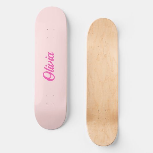 Aangepaste naam Retro Fun gepersonaliseerd roze Skateboard (Voorkant)