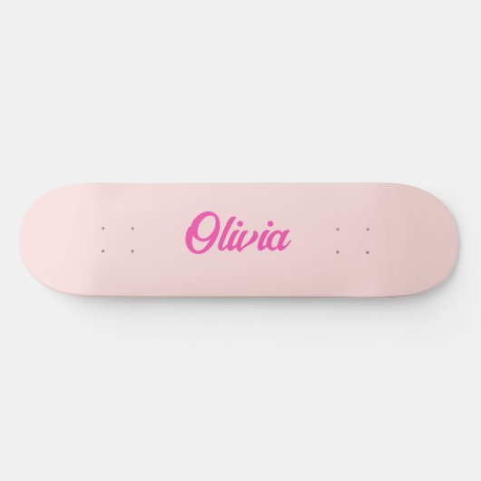 Aangepaste naam Retro Fun gepersonaliseerd roze Skateboard (Horizontaal)