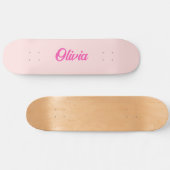 Aangepaste naam Retro Fun gepersonaliseerd roze Skateboard (Horizontaal)
