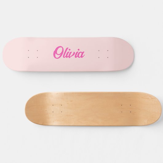 Aangepaste naam Retro Fun gepersonaliseerd roze Skateboard (Horizontaal)
