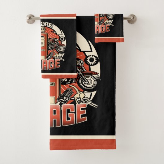 Aangepaste NAAM Retro Gaspomp motorfiets Bad Handdoek (Insitu)