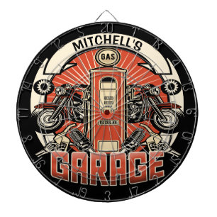 Aangepaste NAAM Retro Gaspomp motorfiets Dartbord