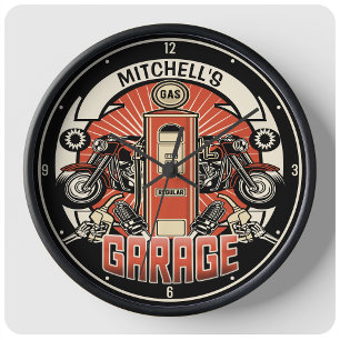 Aangepaste NAAM Retro Gaspomp motorfiets Grote Klok