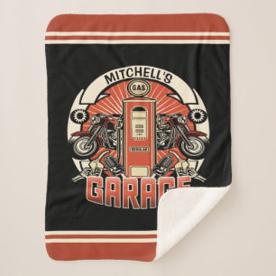 Aangepaste NAAM Retro Gaspomp motorfiets Sherpa Deken