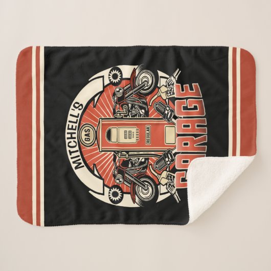 Aangepaste NAAM Retro Gaspomp motorfiets Sherpa Deken (Voorkant (horizontaal))